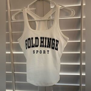 GOLD HINGE white workout top NEW with tags size  XSmall built in bra